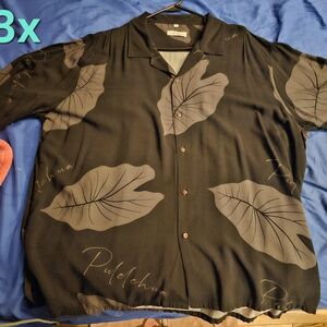 Black and Gray Leaf Print Shirt